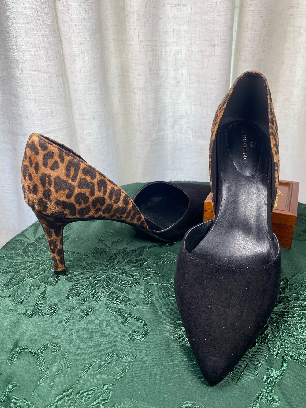 Bandolino Leopard Print Black d'Orsay Pumps Pointed Toe 3" Fall Heels 8.5M